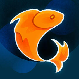 Goldfisch Creative logo: A goldfish resembling the letter 'G'.